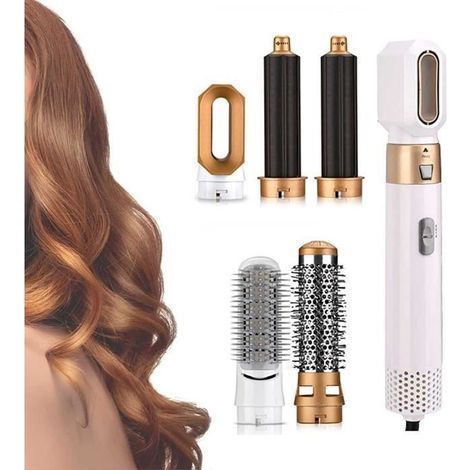5-in-1-Haarbürstenset mit Heißluftbürste, Lockenstab und Glättbürste sowie Heißluftkamm (1/4)