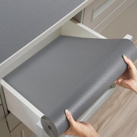 Revêtement de tiroir et d'étagère en EVA pour placard de cuisine, 30 cm x 300 cm, antidérapant, pour armoire, commode, garde-manger, salle de bain, réfrigérateur - Gris (1/5)