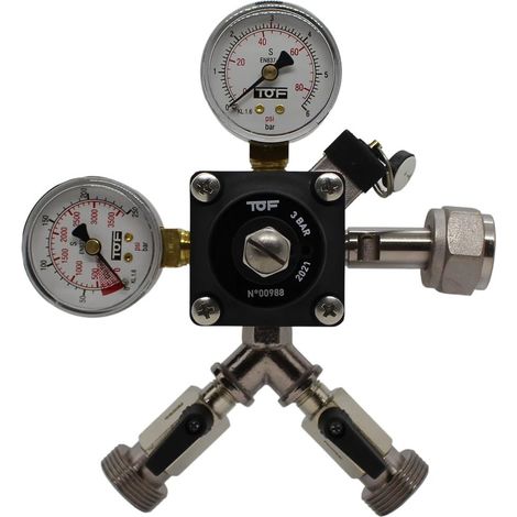 Reducteur de pression, régulateur de pression, détendeur - CO2 pour Tireuse a biere, 2-ligne, 3bar (1/4)