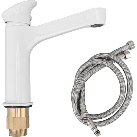 Robinet d'évier en cuivre eau chaude froide antirouille mitigeur moderne lavabo blanc pour salle de bain cuisine (1/5)