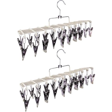 Lot de 2 cintres à chaussettes pour le séchage, les sous-vêtements avec 20 (1/5)