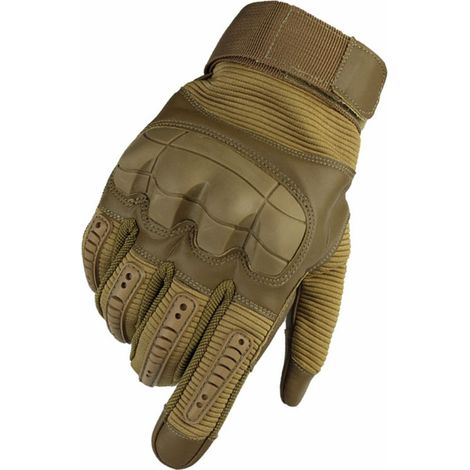 Gants de moto, avec articulations rigides, respirants, antidérapants, couvrant tous les doigts, adaptés aux sports motorisés tels que l'exploitation forestière et l'industrie lourde, marron, taille XL (1/5)