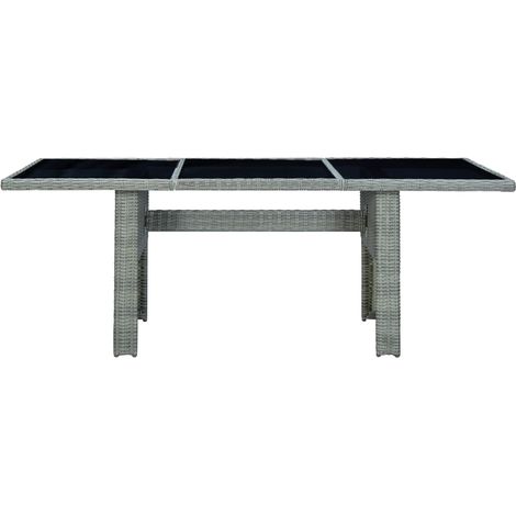 Maison Exclusive - Gartentisch Hellgrau Poly Rattan und Hartglas
