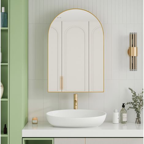 Spiegelschrank Aufbewahrung Gold Metall Wandmontage OKMYHOME (1/5)