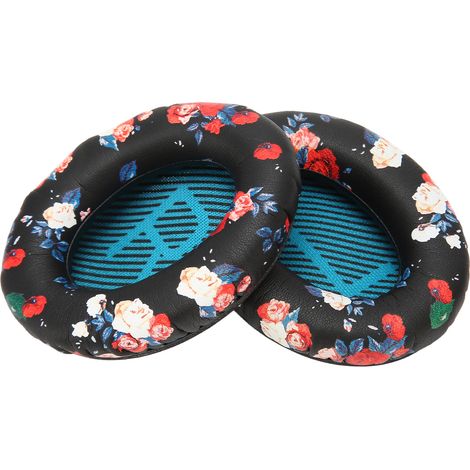Coussinets d'oreille de rechange en cuir protéiné souple et mousse à mémoire de forme, imprimés, pour casques QC35, QC25, QC15, QC2, AE2i et AE2W (bleu). (1/5)