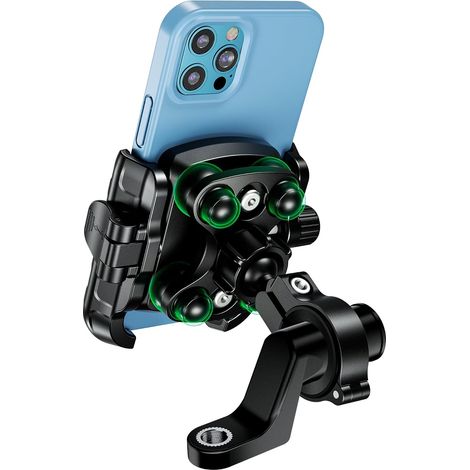 Support Telephone Moto 【Double Antivibration】 Porte Telephone Moto avec Corps et Anneau en Aluminium Support Telephone Velo 5,4 á 7,2" Support Téléphone VTT 【Libération Rapide】 comme Cadeau (1/4)