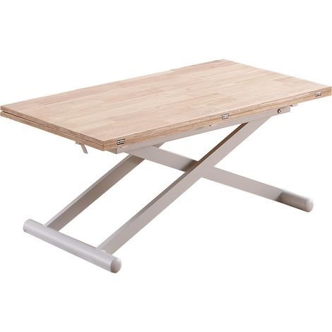Mesa Centro Elevable Y Extensible Natural Roble Nordish / Blanco. OK1050 (1/5)