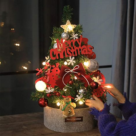 Arbre De Noël Artificiel - Avec Lumières LED Intégrées - Pour Décoration Intérieure Table Ou Étagère - Hauteur 60 Cm - 1 Pièce (1/5)