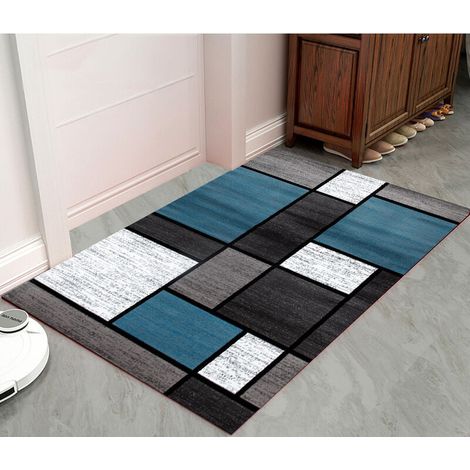 Tapis Cuisine Devant evier Tapis de Couloir Lavable antiderapant Long Absorbant Moderne Motifs Géométriques Tapis de Salon Chambre pour Les Chambres Jeunes Adulte Fille Garcon Gris Noir (1/5)