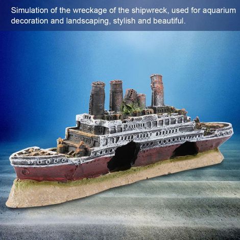 Ornement de Navire de Bateau Épave Titanic Perdu Décoration d'aquarium -YES (1/5)