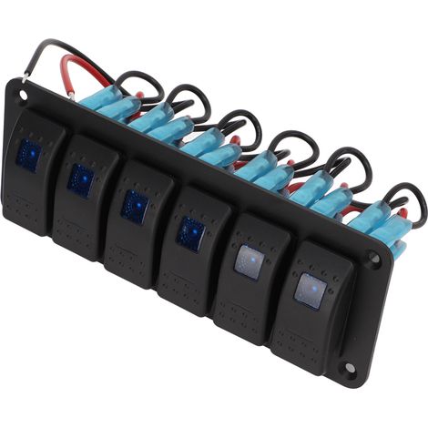 Tableau de Commande Maritime avec 6 Interrupteurs à Bascule Protection de Surtension Rétro-éclairage Bleu IP65 Etanche 12‑24V (1/5)