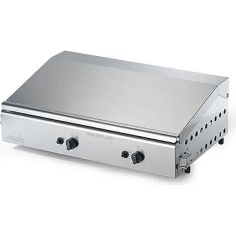 Ompagrill Barbecue Plancha Double 4071 Cover M Double Plaque De Cuisson À Gaz GPL/Méthane En Acier Inoxydable Avec Couvercle Et Allumage Piézoélectrique Made In Italy