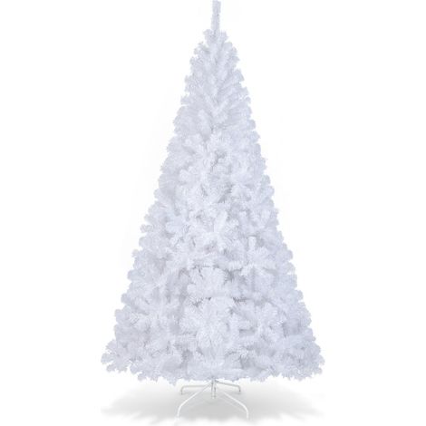 Sapin de Noël artificiel en PVC blanc 8 pieds avec support (1/5)