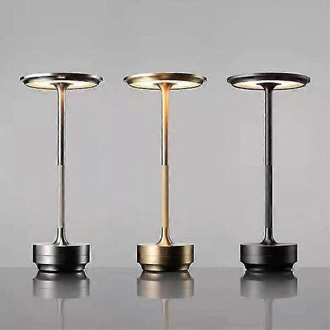 Lampe de bureau sans fil, à intensité variable, en métal, rechargeable par USB, couleur or. (1/5)