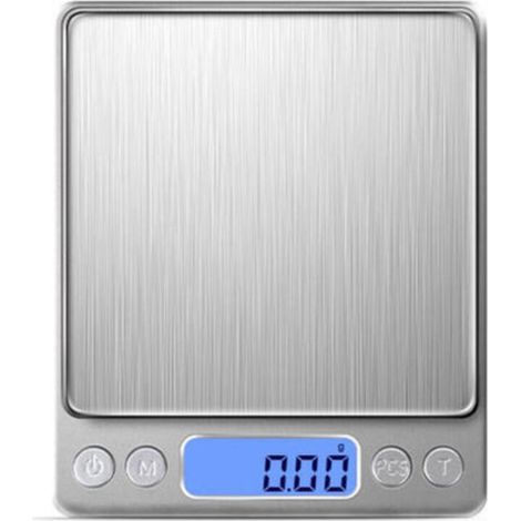 Electronic kitchen scale 2000g/1g – Backlit LCD screen – Tare function – Stainless steel – Precise measuring for the kitchen – AquaForge (1/5)