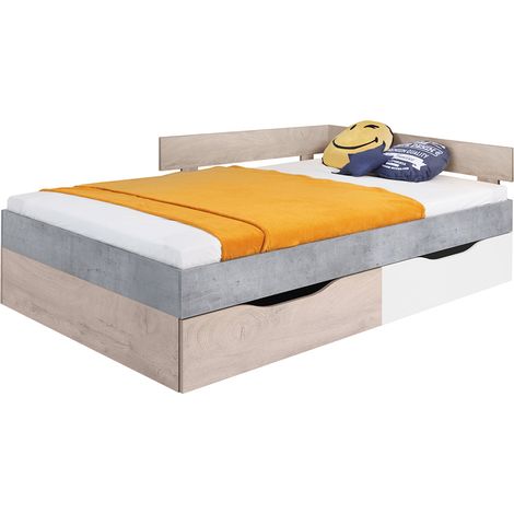 Jugendbett 120x200cm in Beton weiß Eiche SEATTLE-133 (1/4)