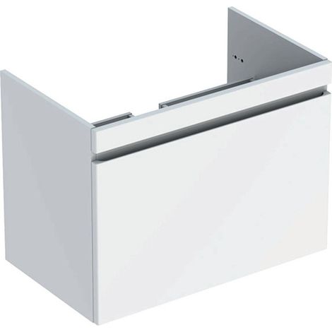 Mueble bajo lavabo para mueble Geberit Renova Plan, con un cajón y un cajón inglés: Ancho 78,8cm, Alto 58,5cm, Fondo 47,3cm, Blanco / Lacado alto brillo