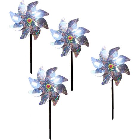 Juego de 4 molinos de viento reflectantes para decoración con biela y dispositivo de destierro (1/3)