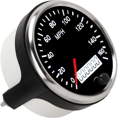 Compteur de vitesse 3,3 pouces 12 V/24 V, affichage LCD 0-160 mph avec rétroéclairage blanc et ambre pour voiture, camion et bateau (1/5)