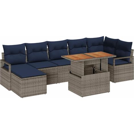 Conjunto de sofás de jardín 8 pcs Gris y marino vidaXL (1/5)