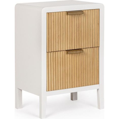 Cómoda de 2 cajones en madera blanca natural 40x30x60 Charley YES (1/5)