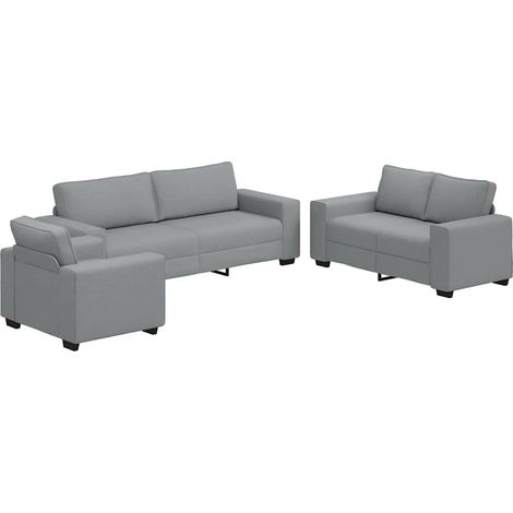 vidaXL Set di Divani 3 pz con Cuscini Grigio Chiaro in Tessuto (1/5)