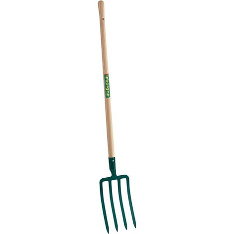 Leborgne – Fourche à fumier 4 dents triangulaires 8 mm – Manche en bois certifié PEFC 100% – Acier forgé pour sols lourds et caillouteux (1/6)