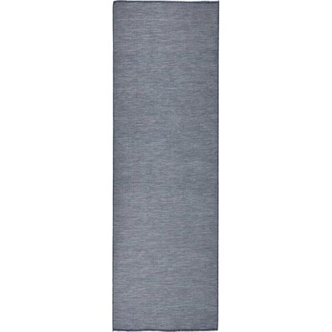Tapis d'extérieur tissé à plat, 80 x 250 cm, bleu (1/5)
