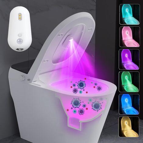 Toilet Light Motion Sensor, 7 Colors Changing Toilet Night Light with UV Lights for Toilet Seat, Rechargable LED Night Light for Bathroom Decor, Funny Gift for Women Men Teen Girls Boys (1 Pack) (1/4)