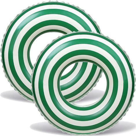 Juego de 2 boyas inflables a rayas, de 74 cm de largo, con asas. (1/5)
