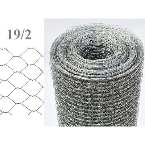 50mt-ROTOLO RETE METALLICA ZINCATA TRIPLA TORSIONE- MAGLIA:mm 19/2 -DIAMETRO FILO:mm 0,7 - H 200 cm