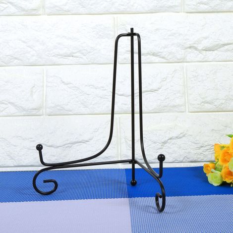 Pair 1 chevalet en fer de 8\", présentoir classique, bol, assiette, cadre, livre, Art noir