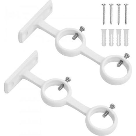 Supports de tringle à rideaux à double crochet pour tringle à rideaux de salon ou de chambre (blanc) (2 pièces) (1/5)