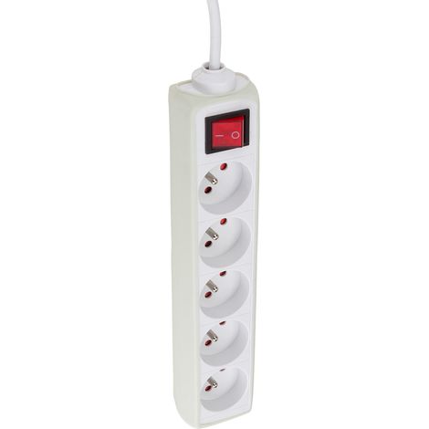 Multiprise 5 prises 16A 2P+T câble 1m + interrupteur - vert - Zenitech (1/4)