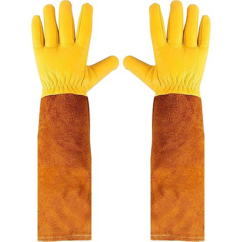 Gants Apiculture Moufles Protectrices À Longues 1 Paire  Gants jardinage peau mouton pour la taille des , creuser, repiquer, récolte de baies et (1/5)