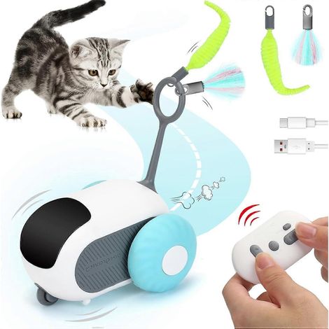 Jouet automatique télécommandé pour chats et chatons d'intérieur Rechargeable par USB, jouet interactif à deux vitesses pour chats d'intérieur qui s'ennuient (1/5)