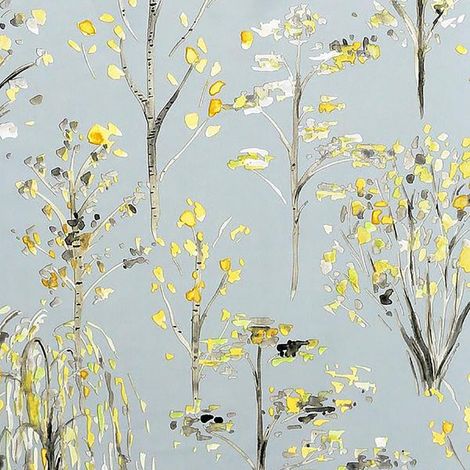 Watercolour Tree Wallpaper Arthouse Grey White Yellow Floral Flower