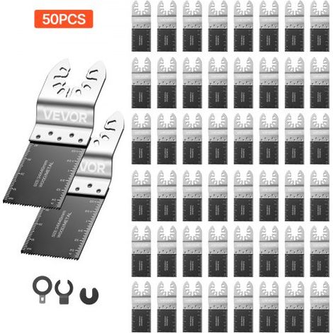 Kit de 50 Hojas de Sierra Oscilante Bimetálicas, Hojas para Herramienta Oscilante Universal para Clavos Madera Plástico y Metal con Adaptadores, Compatibles con Bosch Fein DeWalt Craftsman Ryobi