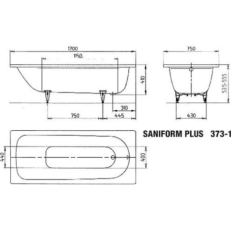 KALDEWEI 112600011001 BW SANIFORM PLUS Mod.373-1, 1700 x