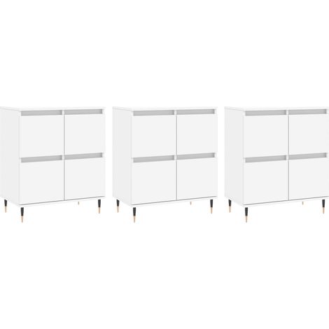 Credenza a buffet cassettiera mobile contenitore organizer cucina soggiorno salotti 3 pezzi legno ingegnerizzato bianco 020037006