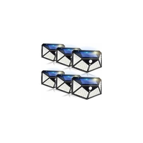 6er-Set Solar-Außenleuchten mit Bewegungsmeldern, wasserdicht (IP65), 100 LEDs, 1200 mAh, 3 Beleuchtungsmodi, für Garten, Zaun, Terrasse, Haustür und Garage. – Crezuo