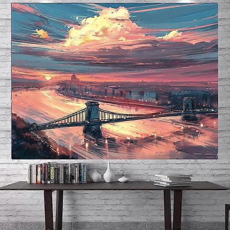 Accessoires de décoration intérieure - Tapisserie murale - Paysage de coucher de soleil - Décoration esthétique pour la chambre - Style hippie