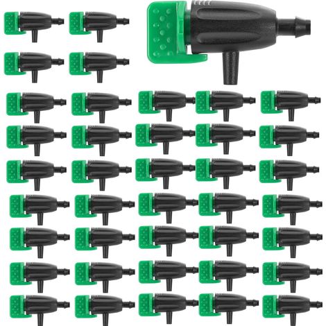 Packung mit 50 verstellbaren, um 360 Grad drehbaren Bewässerungstropfern für 6,35-mm-Gartenschläuche, geeignet für Garten, Rasen und Sukkulenten. (1/4)