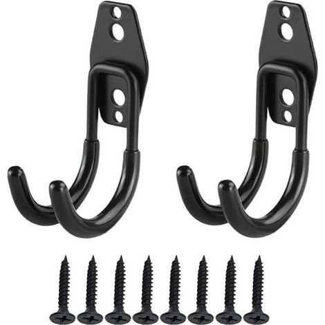 Dailygoods - Ganchos para garaje, 2 piezas, ganchos de pared para herramientas de bicicleta - Negro (1/5)