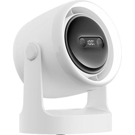 Ventilatore da tavolo USB silenzioso, bianco, con 100 velocità regolabili, circolatore d'aria con luce notturna e funzione aromaterapia, 15×12×17 cm, per casa e campeggio. (1/5)