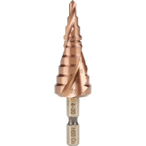 1Pcs Hexagonal Handle Spiral Groove Step Cone Cobalt Drill Bit High Speed Steel(4-20mm)