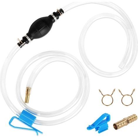 USHOP Pompe a Eau Manuelle,Pompe à Essence Manuelle,Pompe Siphon,Longueur de Tuyau 1.2 m + 0.8 m,Apporter avec tête de Tuyau métallique,pour Transfert Essence, Huile, Diesel et Carburant (1/4)