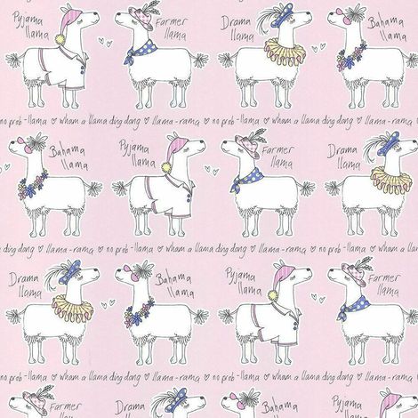 Belgravia Llama Rama Cartoon Blush Pink Childrens Bedroom Nursery Wallpaper 9731 (1/2)
