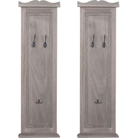 [NUNCA USADO] Lote de 2 percheros T33, perchero de pared, panel perchero, ganchos de pared madera 109x28x4cm, gris-marrón shabby