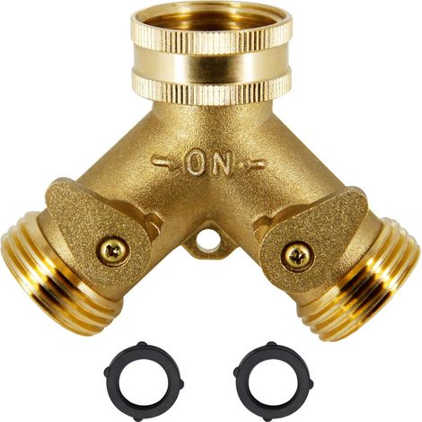 Répartiteur de tuyau en laiton à 2 voies, raccords de tuyau en laiton 3/4", raccord en Y (1/5)
